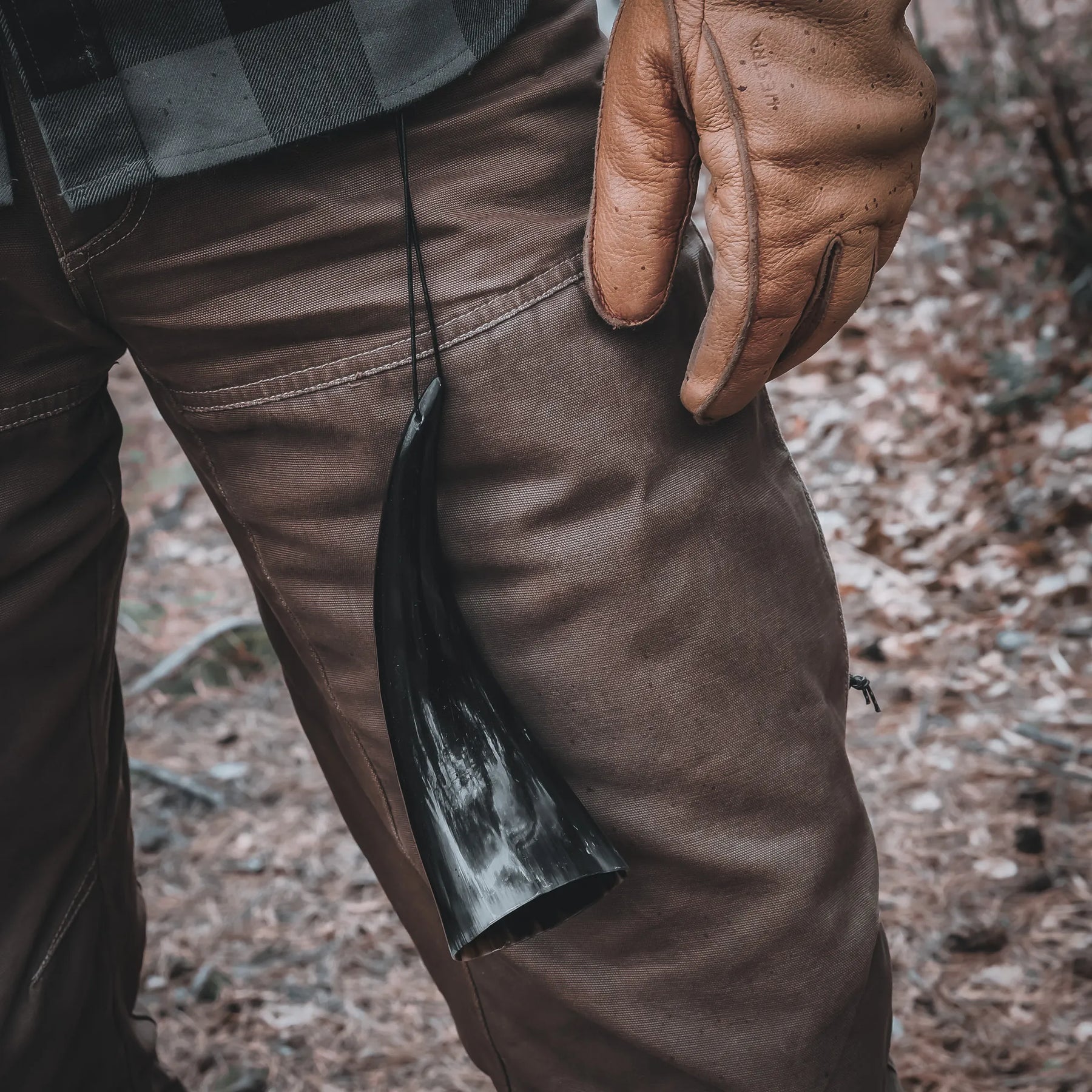 Small horn with leather string