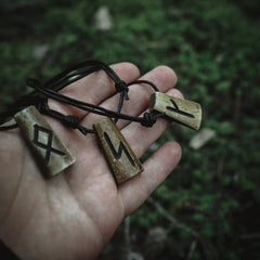 Nordic rune pendant in bone