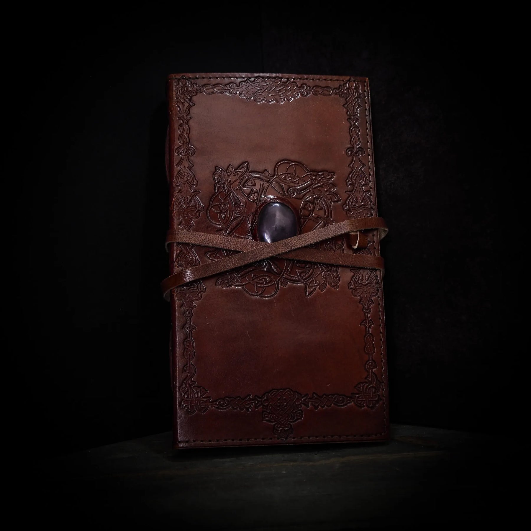 Leather book with stone, large