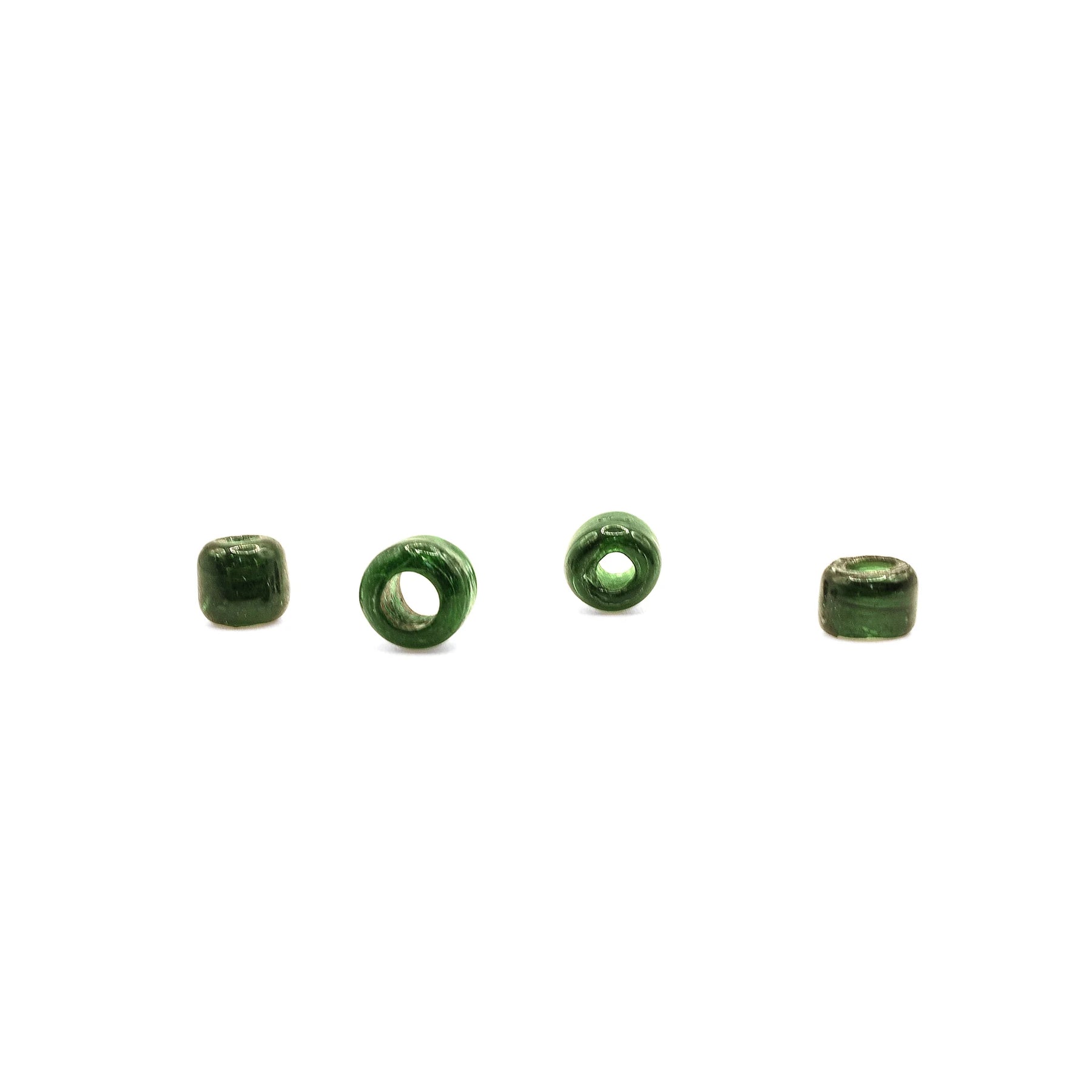 Flask green glass bead with a large hole