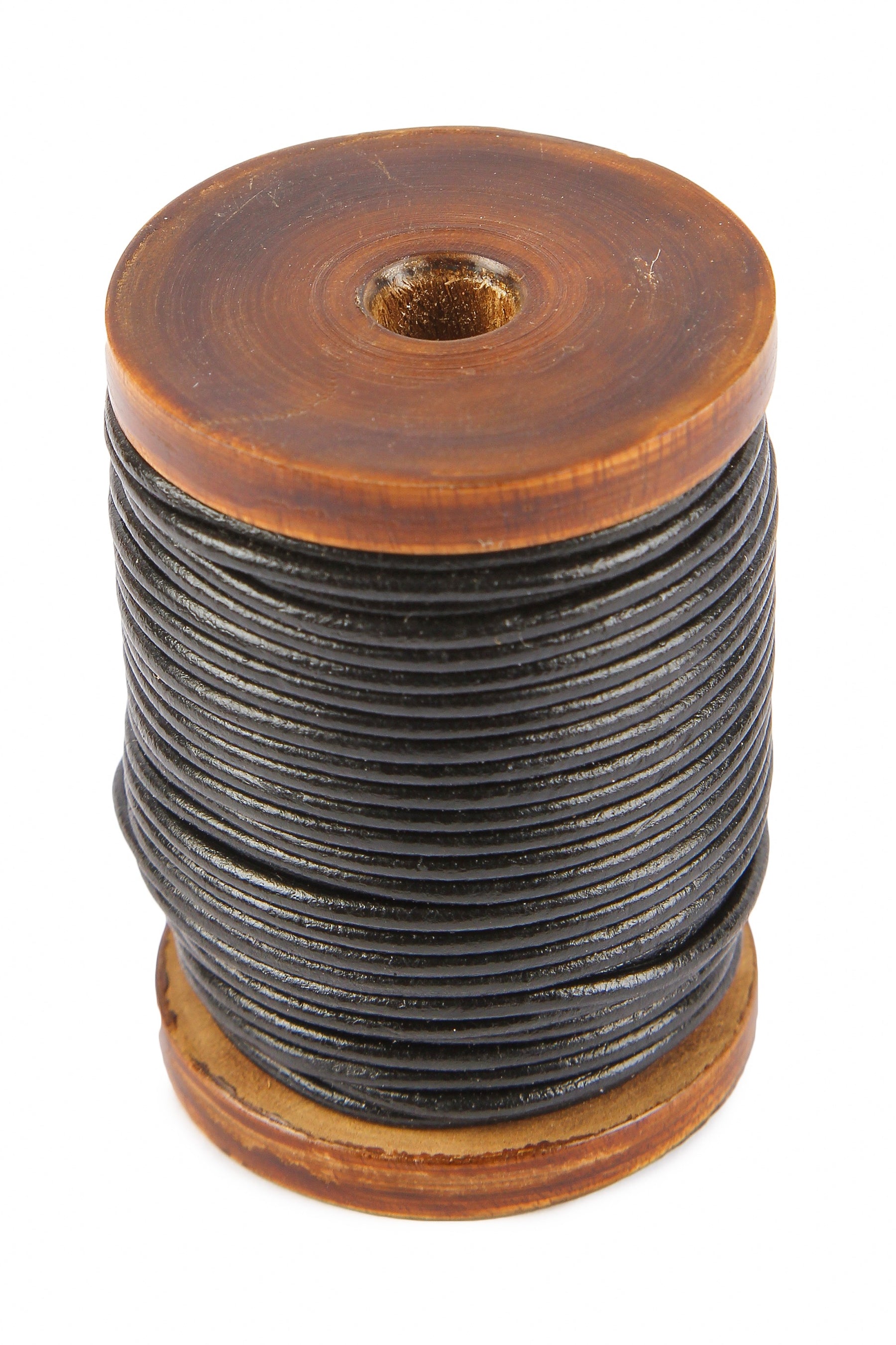 Leather cord black 20 m, 2 mm