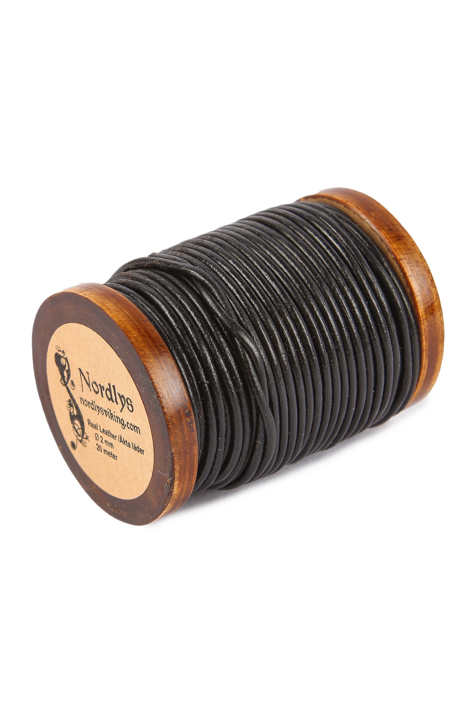 Leather cord black 20 m, 2 mm