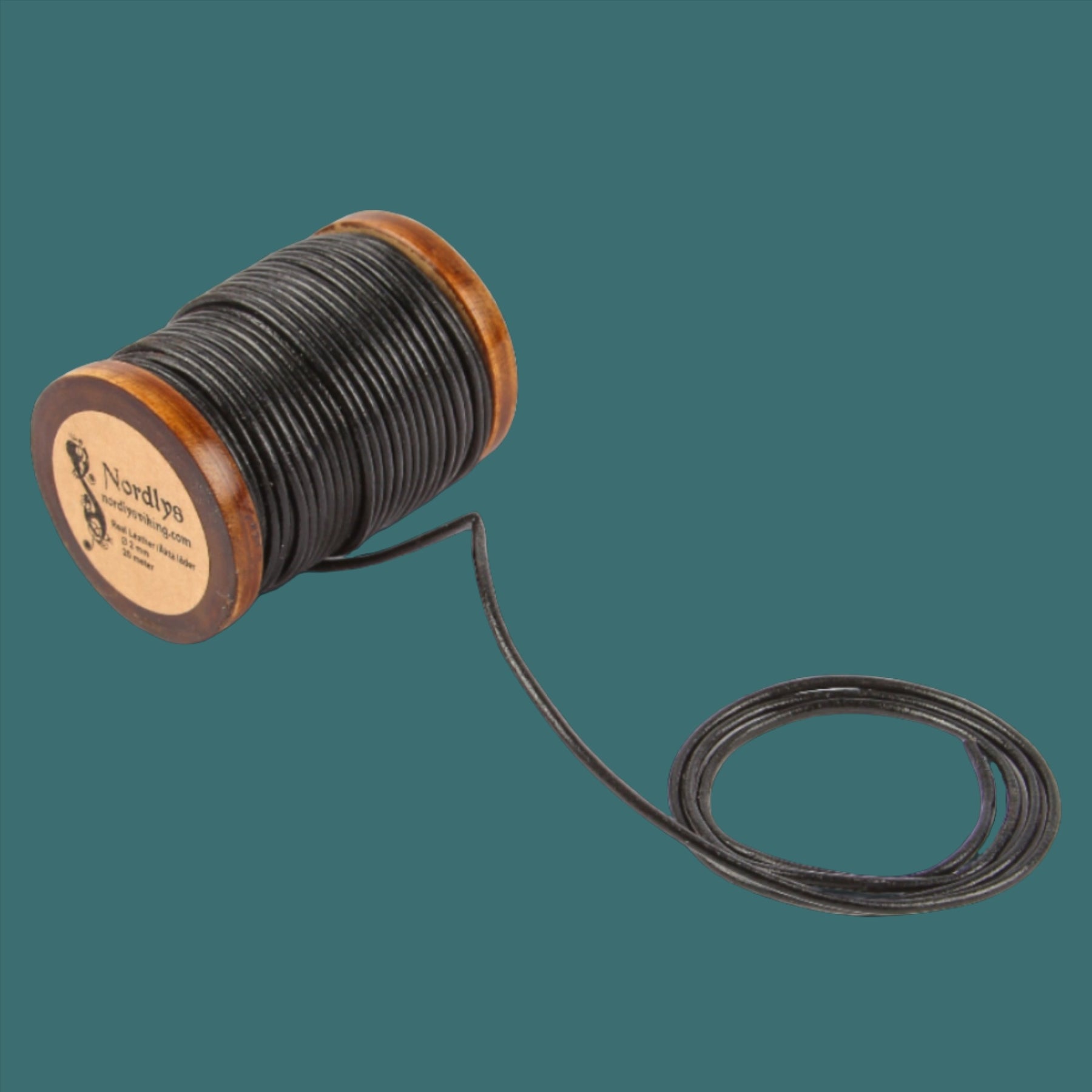 Leather cord black 20 m, 2 mm