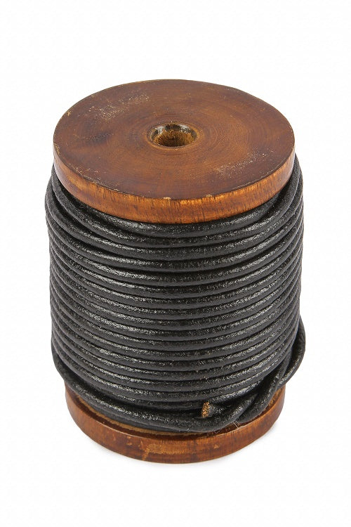 Leather strap black, 20 meters, 3 mm