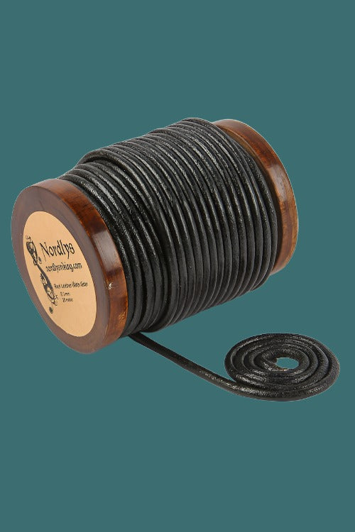 Leather strap black, 20 meters, 3 mm