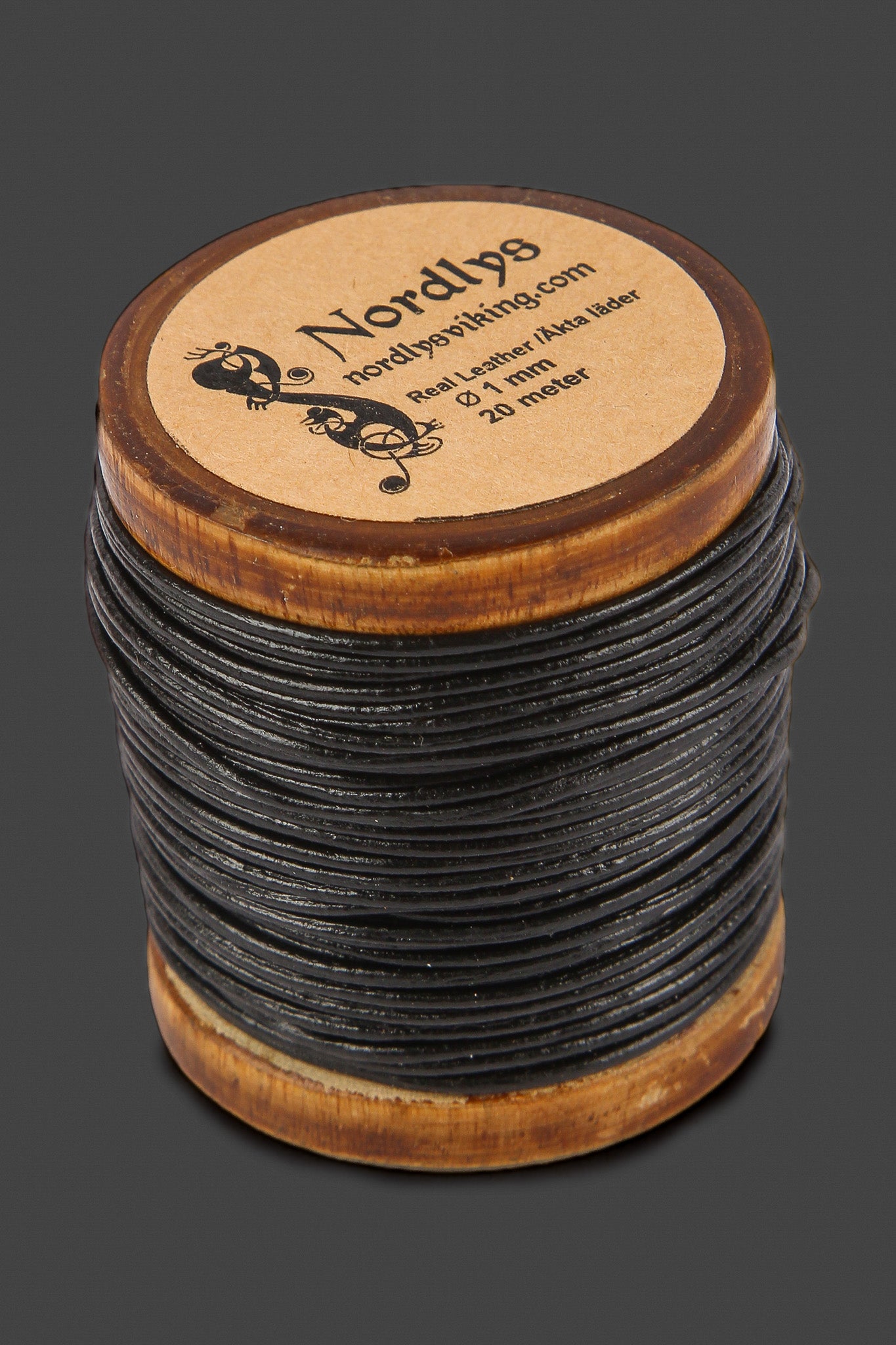 Leather cord black, 20 m, 1 mm