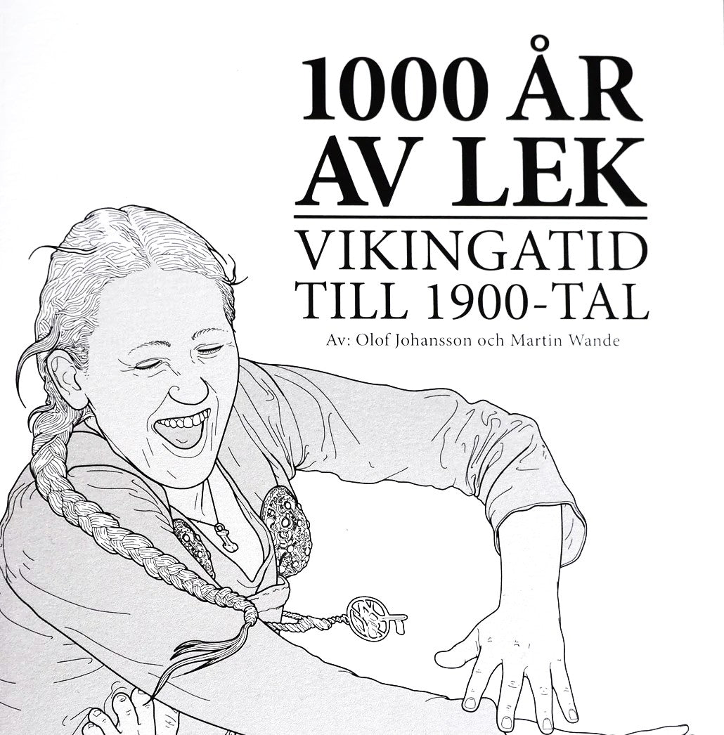 Omslag till boken 1000 år av lek – Vikingatid till 1900-tal med illustration av leende kvinna