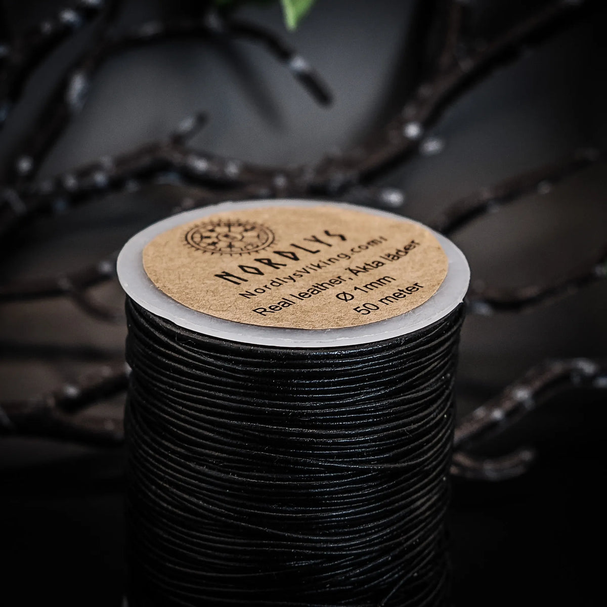 Leather cord black, 1mm, 50 metres