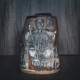 Hand carved horn mug, Allfather Odin