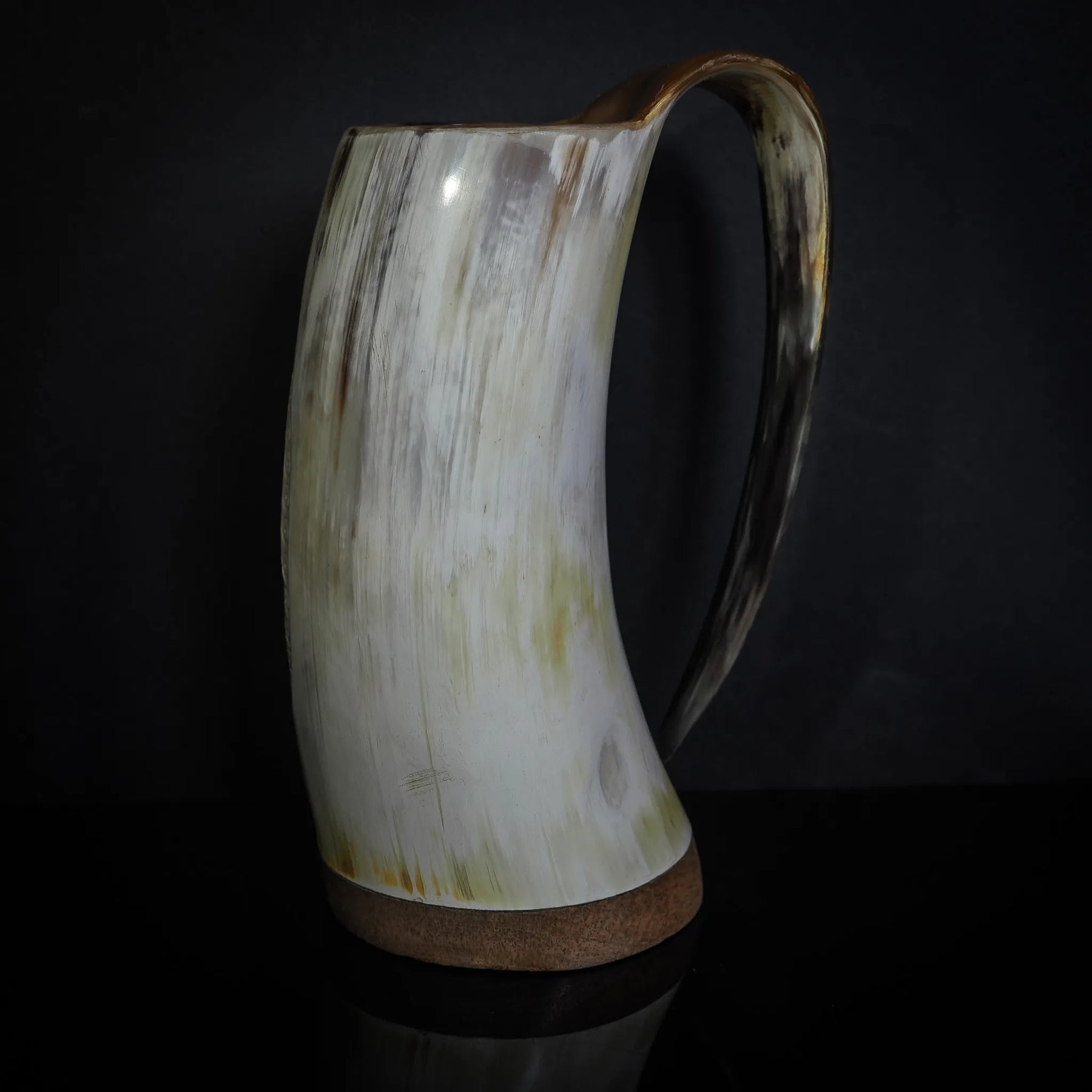 Hand carved horn mug, Hammer of Thor