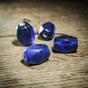 Blue glass bead, matte – replica of a find on Gotland