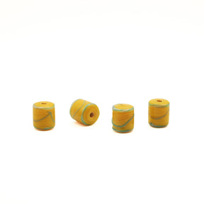 Yellow bead with blue decoration, Helgö