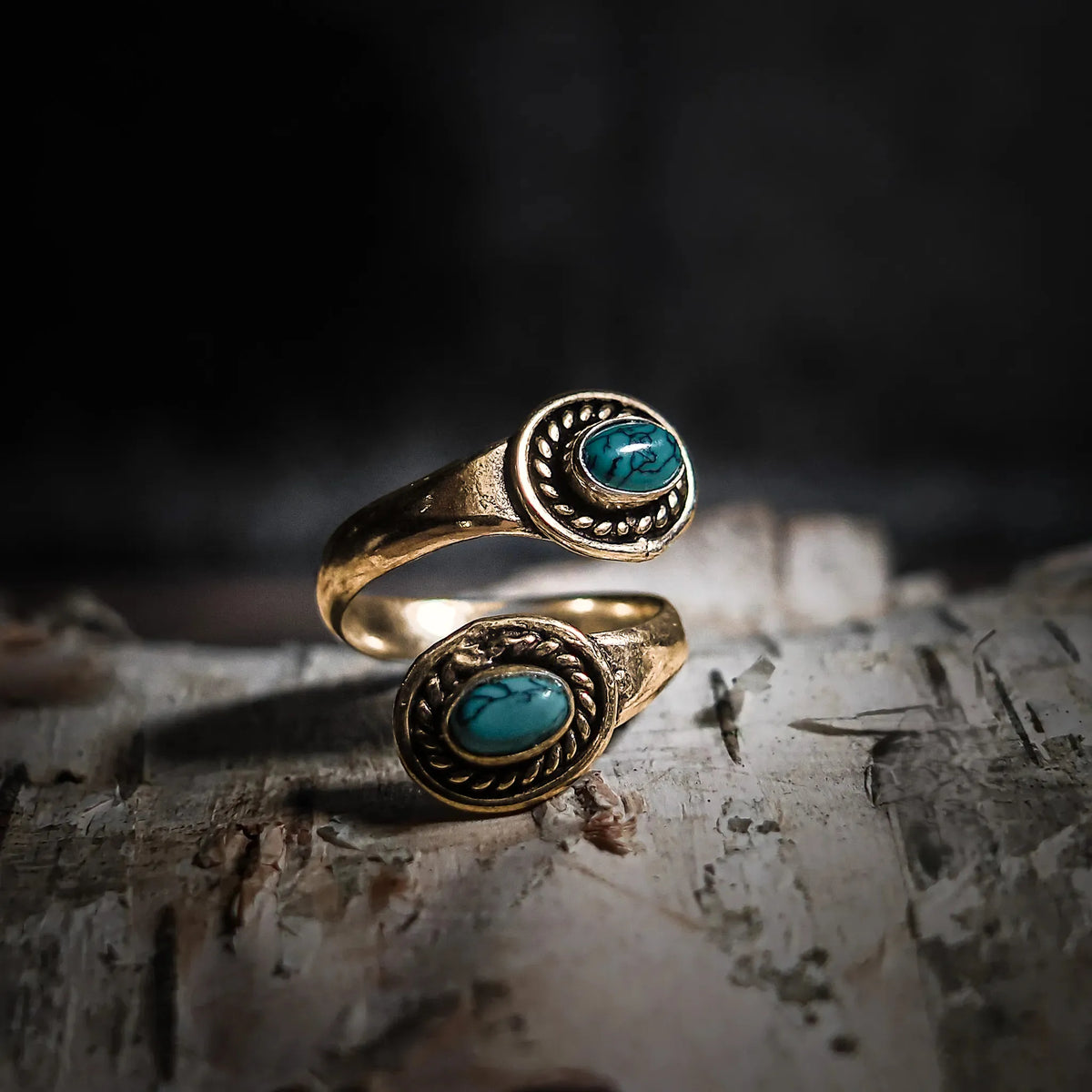 Spiralring med turkis