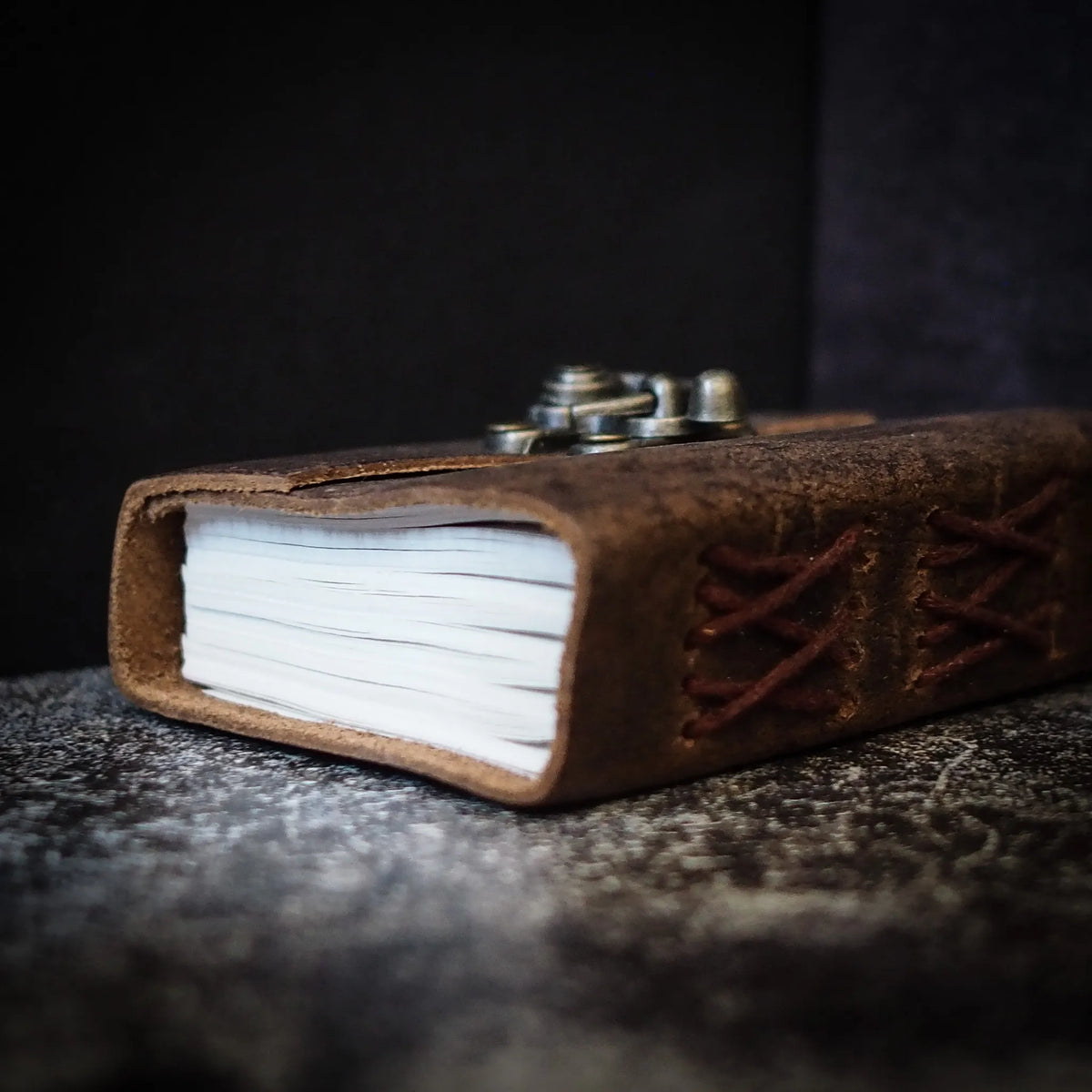 Small leather book with lock