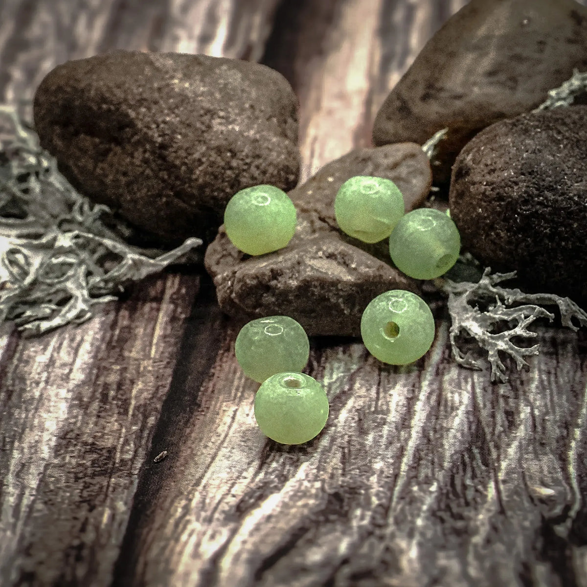 Ljusgrön blästrad glaspärla