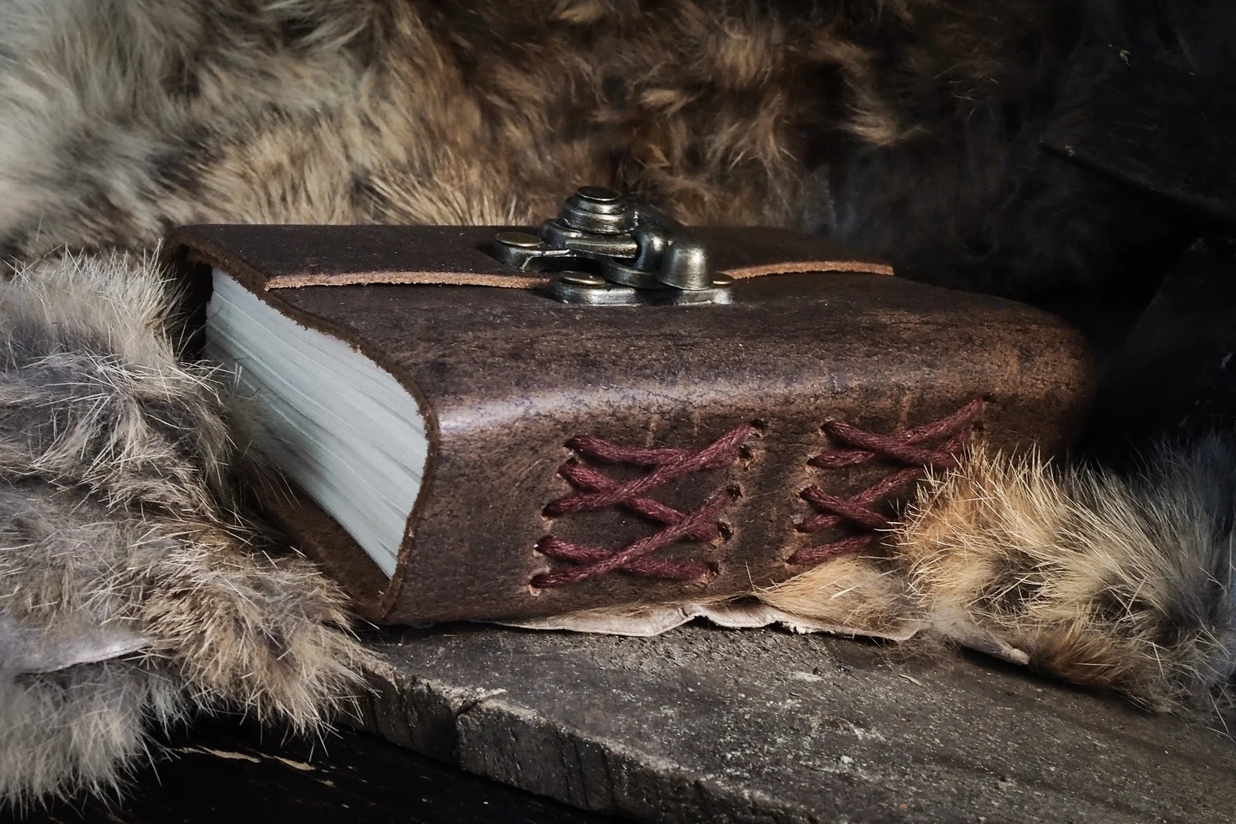 Small leather book with lock