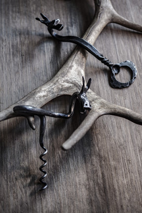 Corkscrew and bottle opener set, Elk´s head