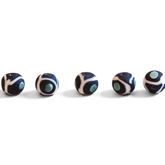 Black glass bead with decor, matt