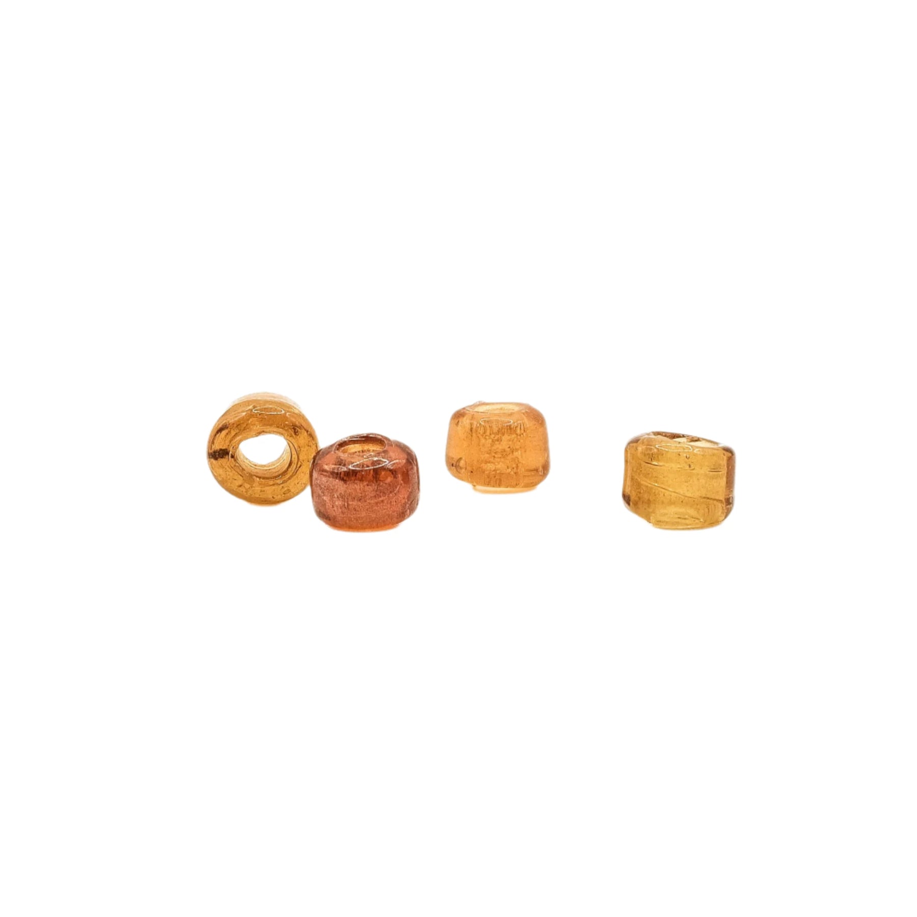 Honey-colored tire-shaped glass bead