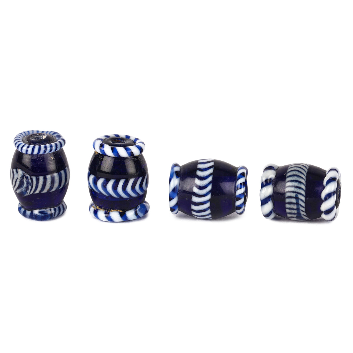 Blue glass bead with decoration