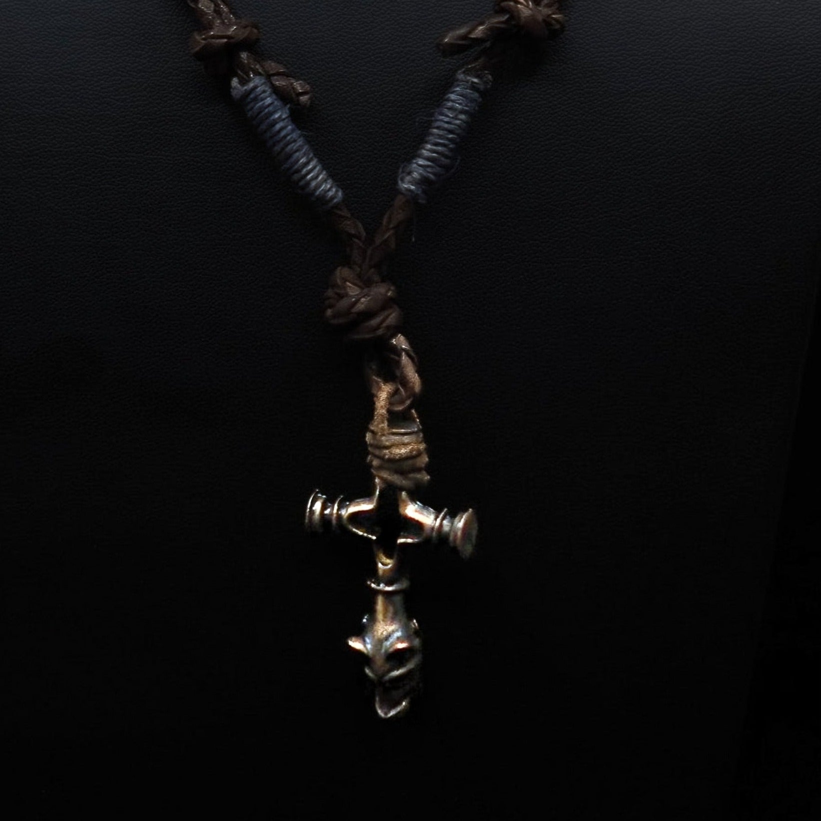 Necklace Wolf Cross Bronze