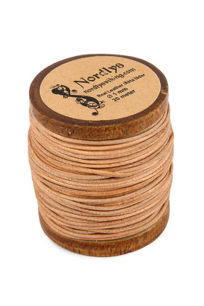 Läderband naturfärgad  20 meter . 1mm, leatherband 1mm natural