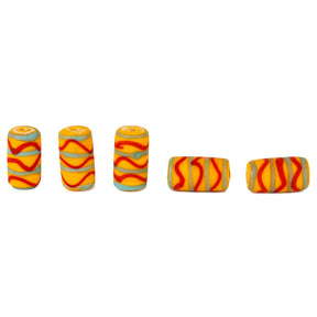 Yellow glass bead with decoration, Storfossen