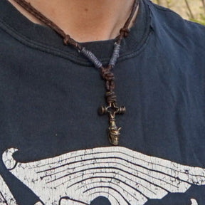 Necklace Wolf Cross Bronze