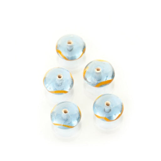Blue glass bead with decoration